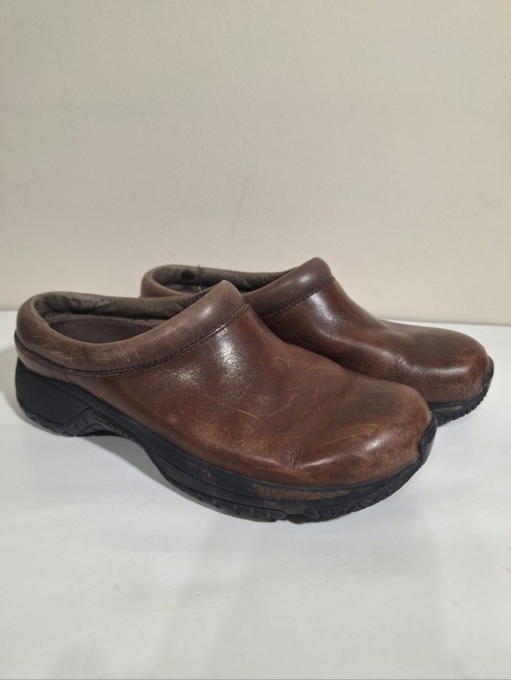 Merrell Encore Groove Leather Clogs Brown Mocs Size 5 J66526